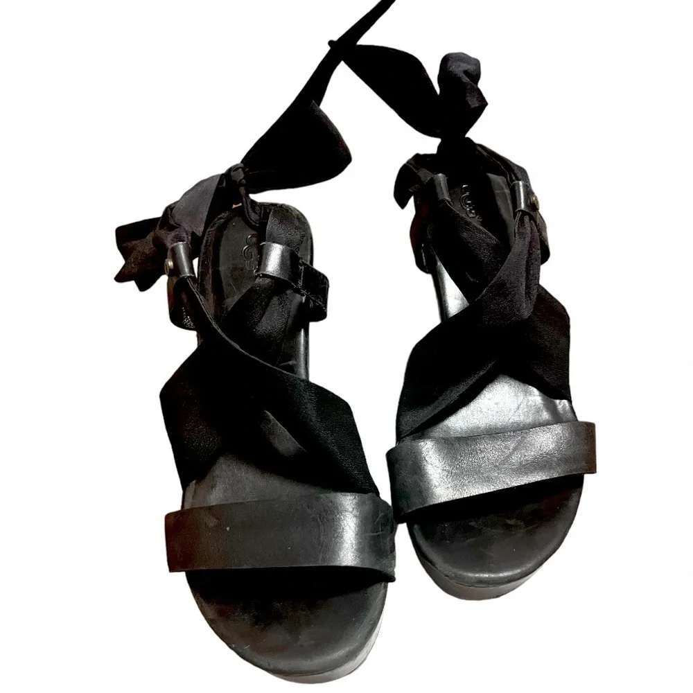 Ugg Strappy Wooden Wedge Sandals